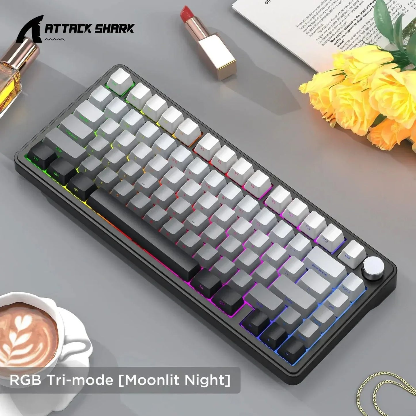 Klawiatura mechaniczna ATTACK SHARK X85, RGB, trójtrybowa, z wymiennymi klawiszami