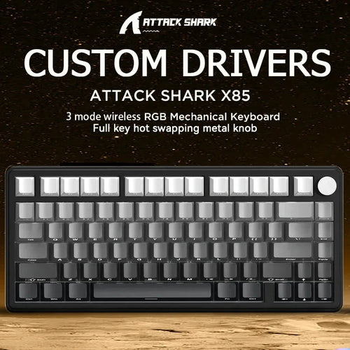 Klawiatura mechaniczna ATTACK SHARK X85, RGB, trójtrybowa, z wymiennymi klawiszami