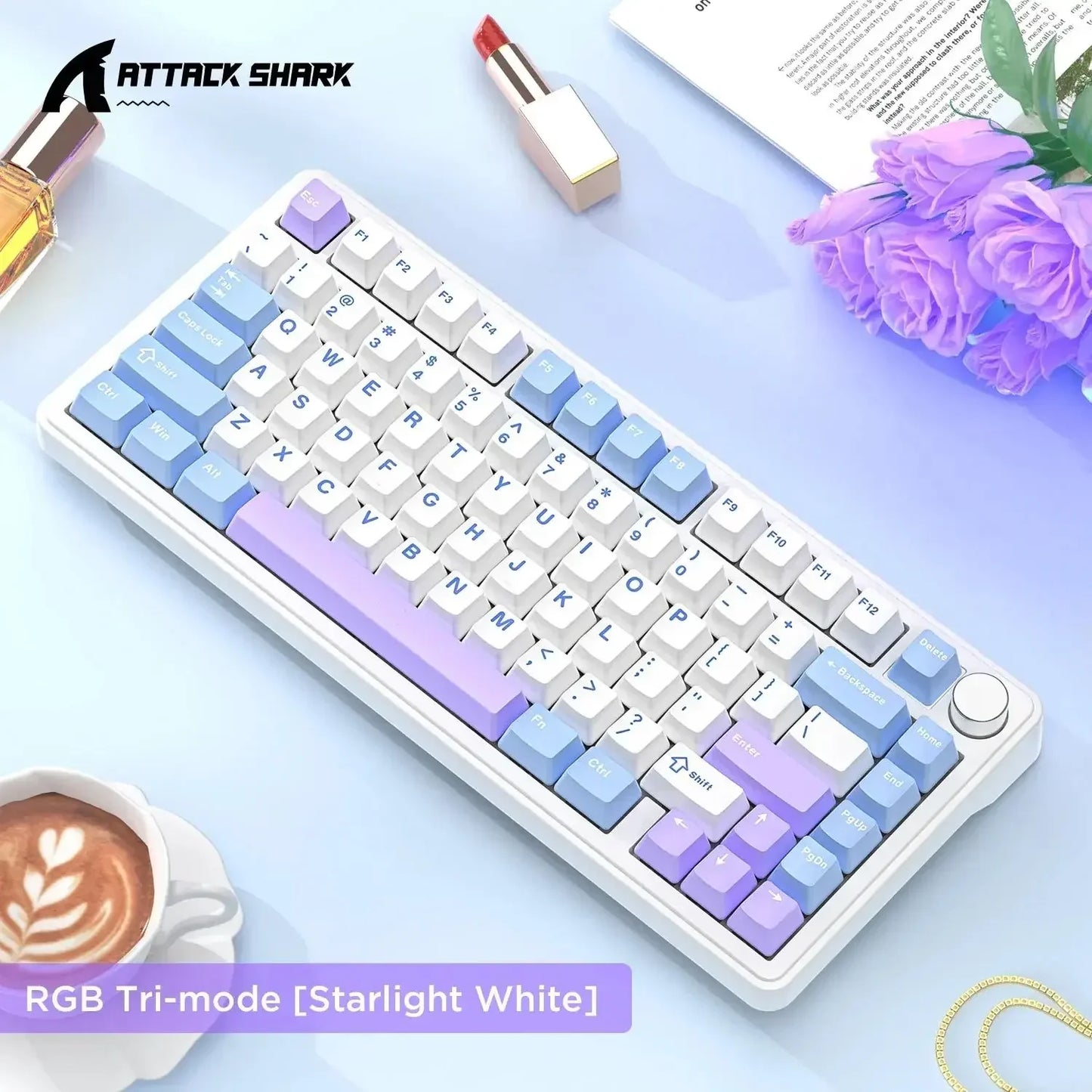 Klawiatura mechaniczna ATTACK SHARK X85, RGB, trójtrybowa, z wymiennymi klawiszami