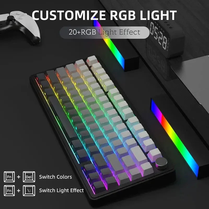 Klawiatura mechaniczna ATTACK SHARK X85, RGB, trójtrybowa, z wymiennymi klawiszami