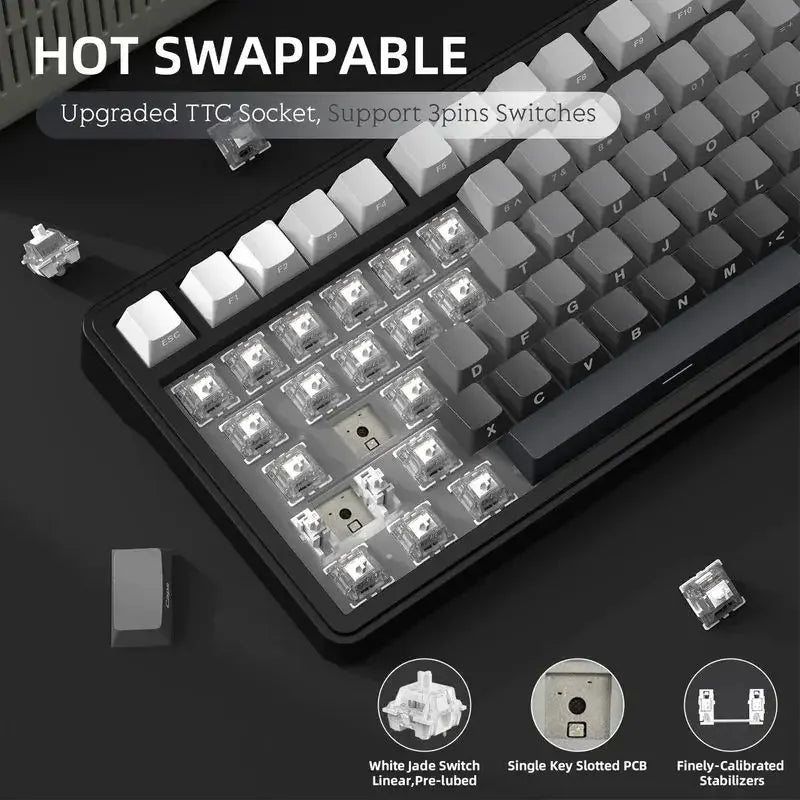 Klawiatura mechaniczna ATTACK SHARK X85, RGB, trójtrybowa, z wymiennymi klawiszami