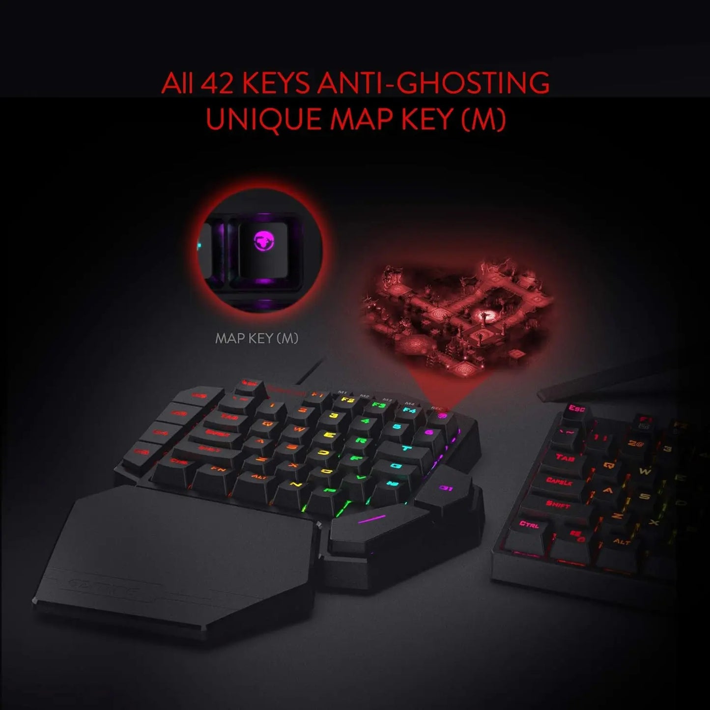 Klawiatura Redragon K585, przewodowa, mechaniczna, RGB, 42 klawisze, z podpórką na nadgarstek