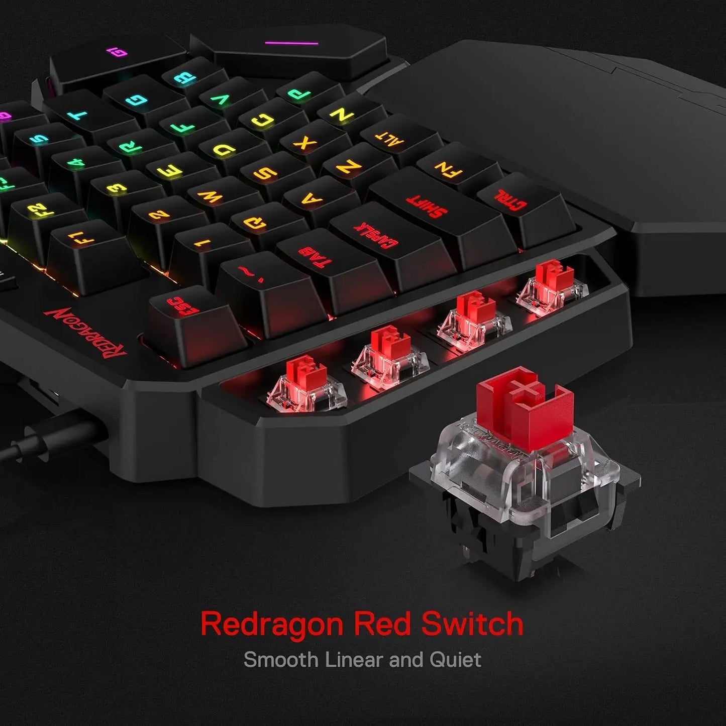 Klawiatura Redragon K585, przewodowa, mechaniczna, RGB, 42 klawisze, z podpórką na nadgarstek