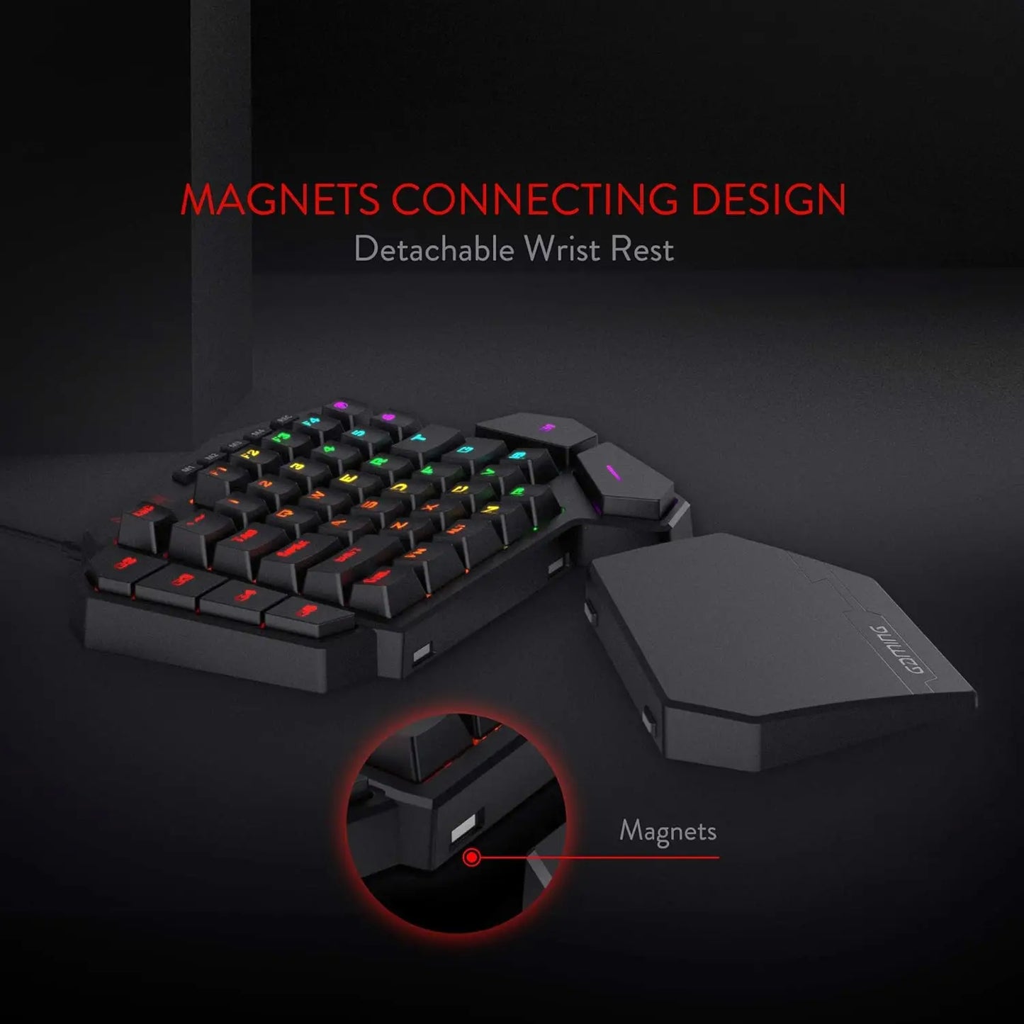 Klawiatura Redragon K585, przewodowa, mechaniczna, RGB, 42 klawisze, z podpórką na nadgarstek