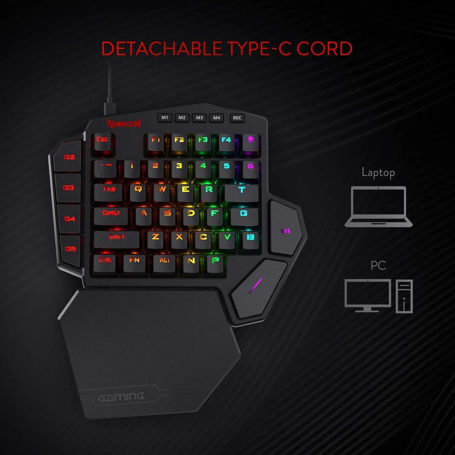 Klawiatura Redragon K585, przewodowa, mechaniczna, RGB, 42 klawisze, z podpórką na nadgarstek