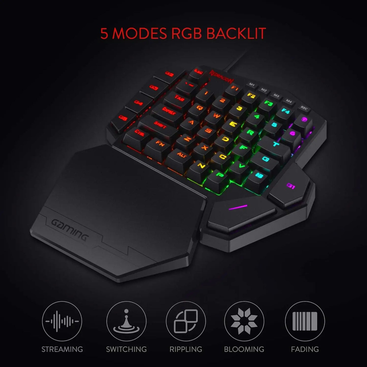 Klawiatura Redragon K585, przewodowa, mechaniczna, RGB, 42 klawisze, z podpórką na nadgarstek