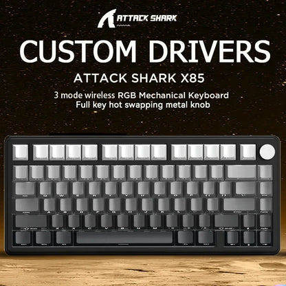 Klawiatura mechaniczna ATTACK SHARK X85, RGB, trójtrybowa, z wymiennymi klawiszami