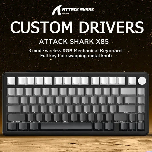Klawiatura mechaniczna ATTACK SHARK X85, RGB, trójtrybowa, z wymiennymi klawiszami