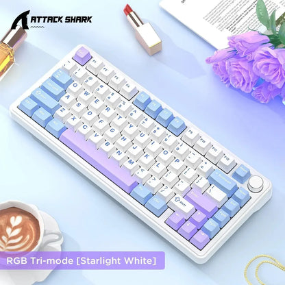Klawiatura mechaniczna ATTACK SHARK X85, RGB, trójtrybowa, z wymiennymi klawiszami