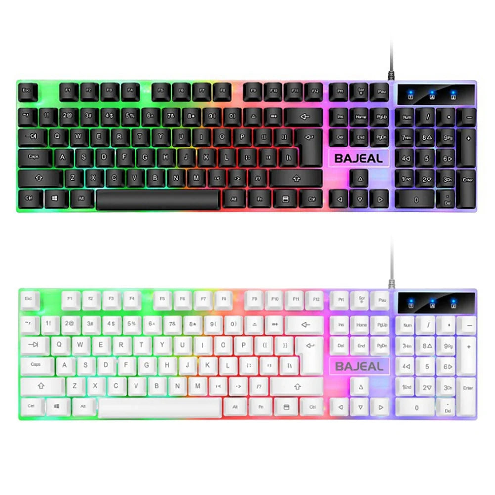 Klawiatura USB przewodowa, 98 klawiszy, RGB, do gier, do komputera/laptopa
