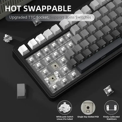 Klawiatura mechaniczna ATTACK SHARK X85, RGB, trójtrybowa, z wymiennymi klawiszami
